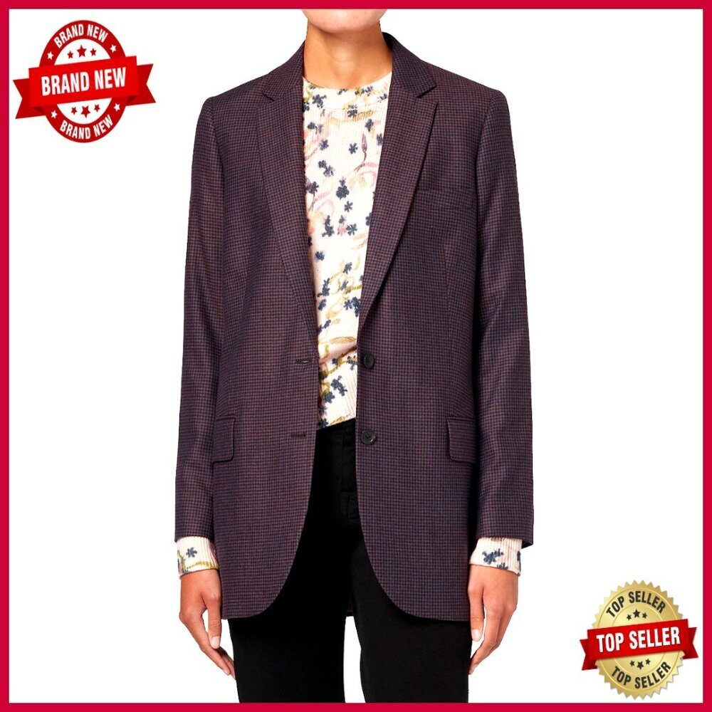 Relaxed Fit Wool Blazer with Notch Lapel and Button Cuffs